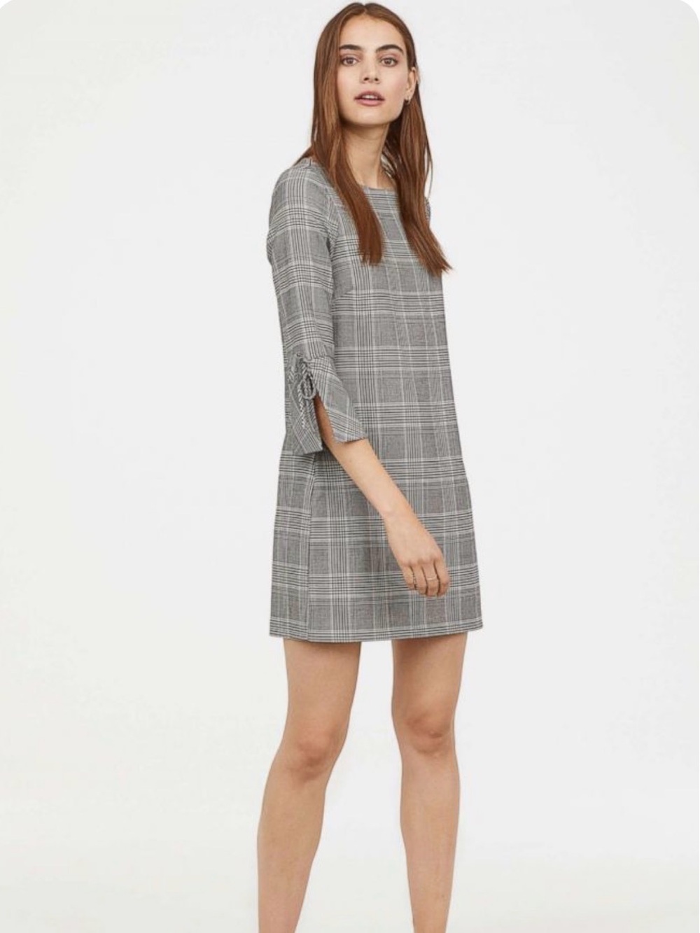 NWT Black/houndstooth-patterned boatneck dress by H&M Size 12
